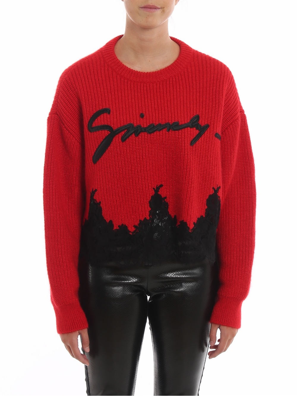 Givenchy Lace Red Sweater - Cotton/Mohair/Wool
